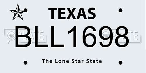 BLL1698 Texas License Plate