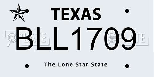 BLL1709 Texas License Plate