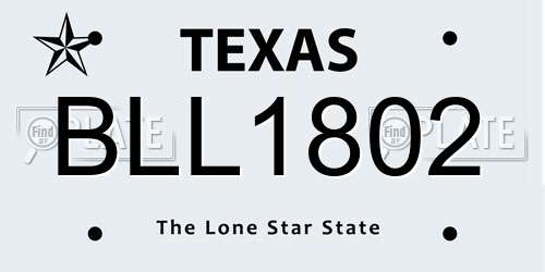 BLL1802 Texas License Plate