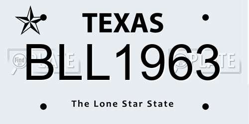 BLL1963 Texas License Plate