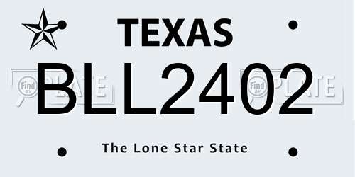 BLL2402 Texas License Plate