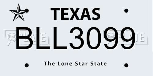 BLL3099 Texas License Plate