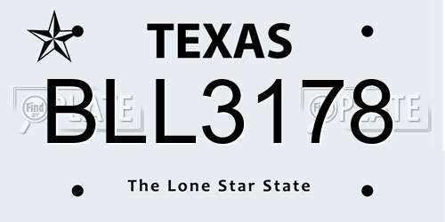 BLL3178 Texas License Plate