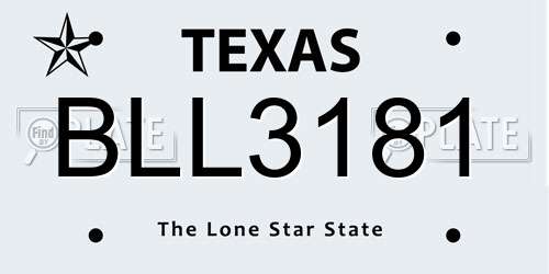 BLL3181 Texas License Plate