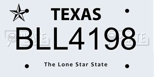 BLL4198 Texas License Plate