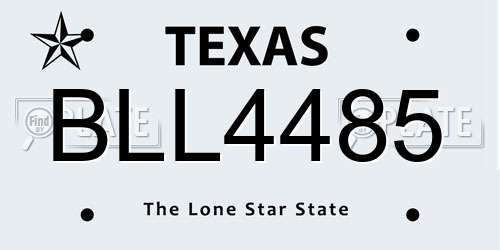 BLL4485 Texas License Plate