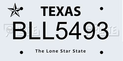 BLL5493 Texas License Plate