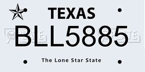 BLL5885 Texas License Plate