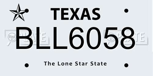 BLL6058 Texas License Plate