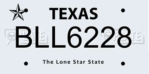 BLL6228 Texas License Plate