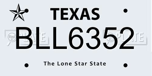 BLL6352 Texas License Plate