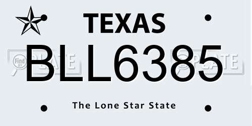 BLL6385 Texas License Plate