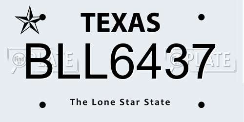 BLL6437 Texas License Plate