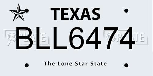 BLL6474 Texas License Plate
