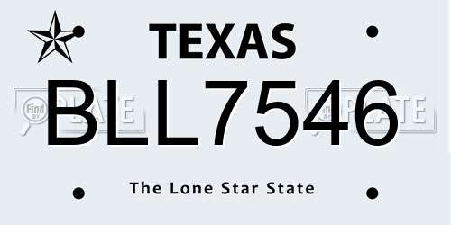 BLL7546 Texas License Plate
