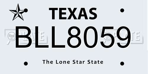 BLL8059 Texas License Plate