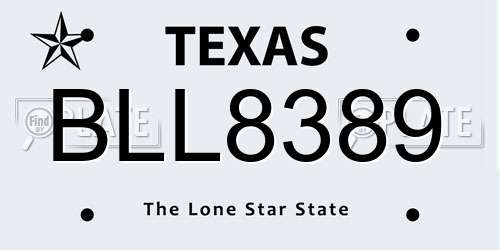 BLL8389 Texas License Plate