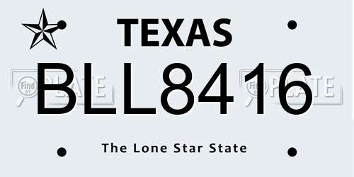 BLL8416 Texas License Plate