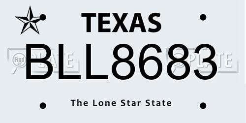 BLL8683 Texas License Plate