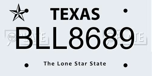 BLL8689 Texas License Plate