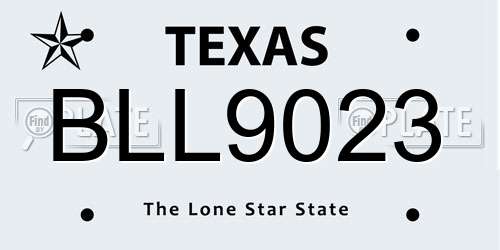 BLL9023 Texas License Plate