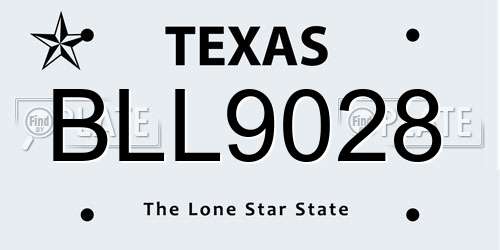 BLL9028 Texas License Plate