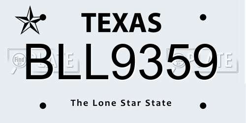BLL9359 Texas License Plate