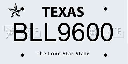 BLL9600 Texas License Plate