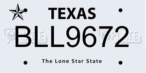 BLL9672 Texas License Plate