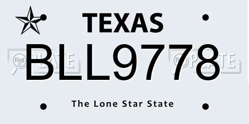 BLL9778 Texas License Plate
