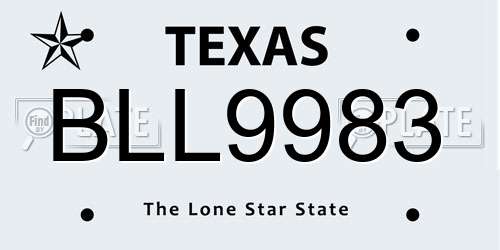 BLL9983 Texas License Plate