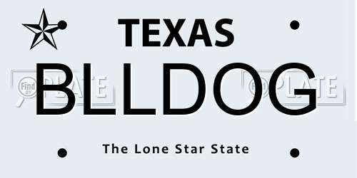 BLLDOG Texas License Plate