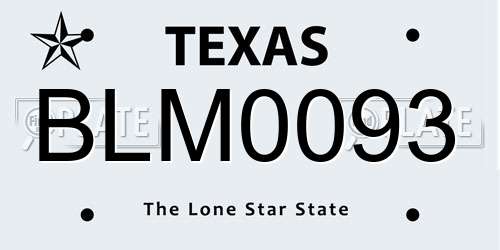 BLM0093 Texas License Plate