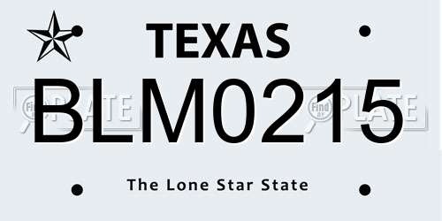 BLM0215 Texas License Plate