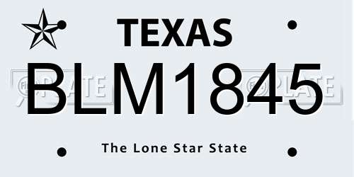 BLM1845 Texas License Plate
