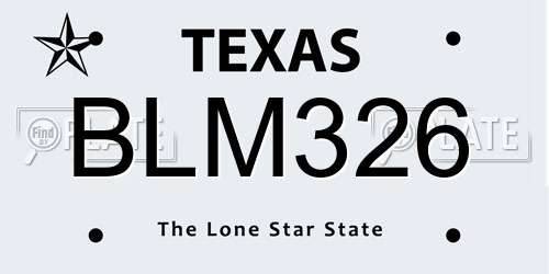 BLM326 Texas License Plate