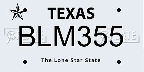 BLM355 Texas License Plate
