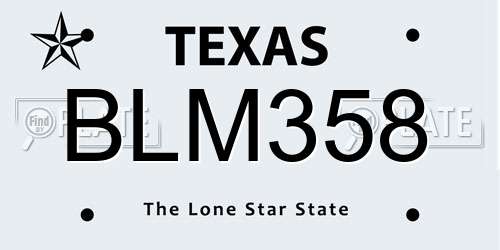 BLM358 Texas License Plate