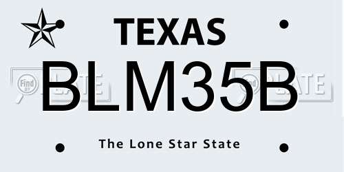 BLM35B Texas License Plate