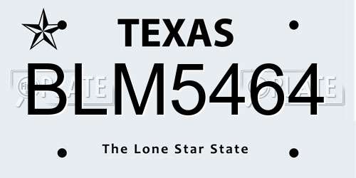 BLM5464 Texas License Plate