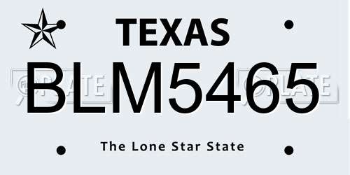 BLM5465 Texas License Plate