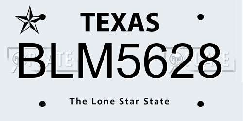 BLM5628 Texas License Plate