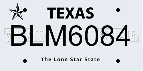 BLM6084 Texas License Plate