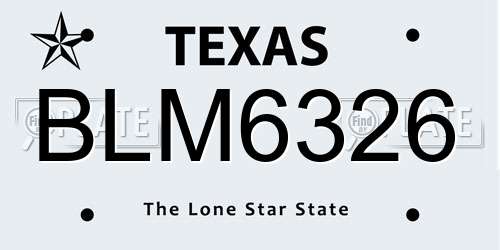 BLM6326 Texas License Plate