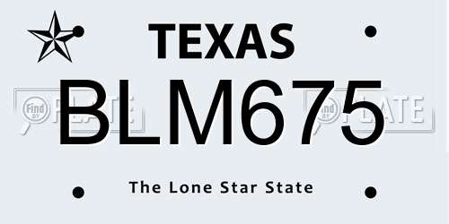 BLM675 Texas License Plate