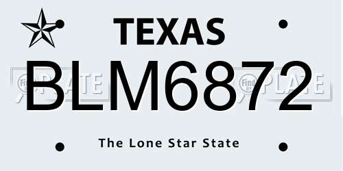 BLM6872 Texas License Plate