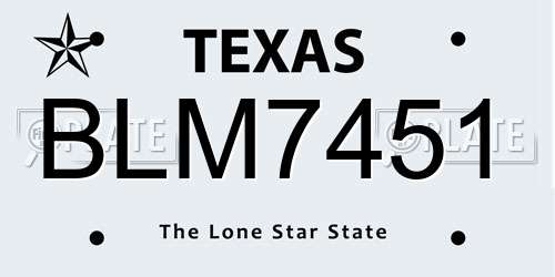 BLM7451 Texas License Plate