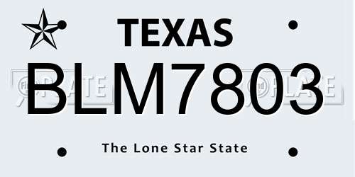 BLM7803 Texas License Plate