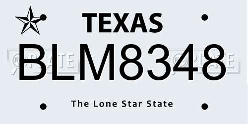 BLM8348 Texas License Plate
