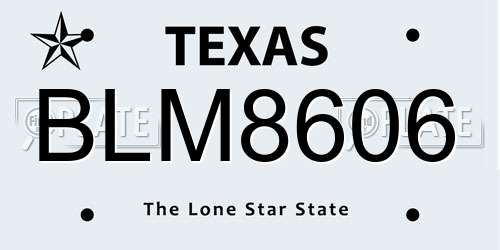 BLM8606 Texas License Plate